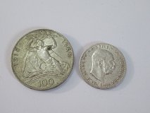 Stříbrné mince 1 Koruna 1914 a 100 Kčs 1948 - CS1542